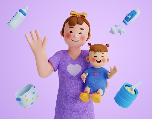 Composición del carácter de la maternidad 3d