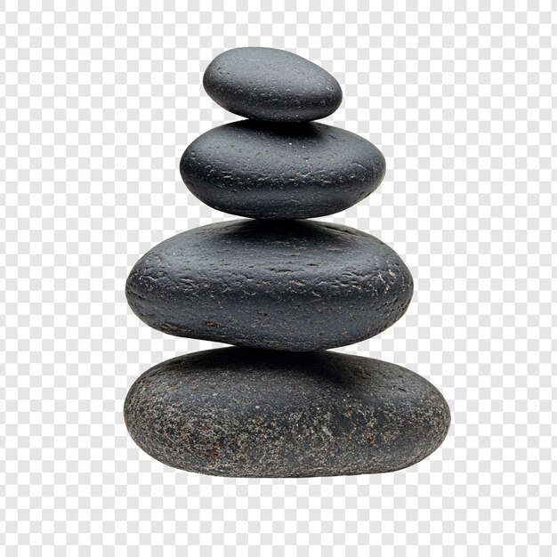 Una composición equilibrada de piedras gris oscuro que significa tranquilidad y atención.