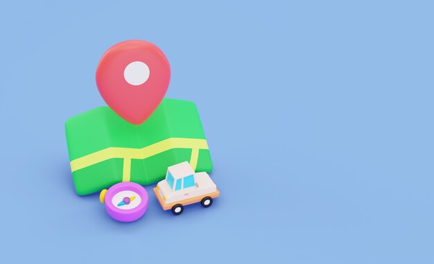 Composición de fondo de viaje con mapa