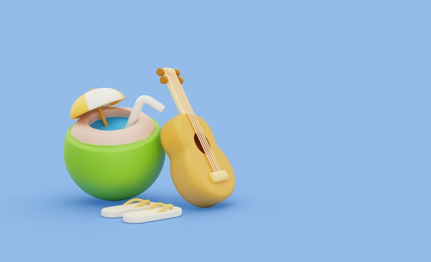 PSD gratuito composición de fondo de viaje con ukelele