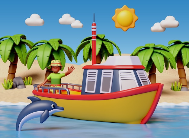 Composición del personaje del chico de la playa