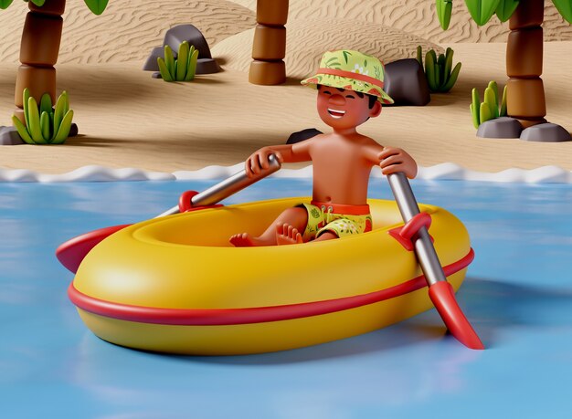 Composición del personaje del chico de la playa