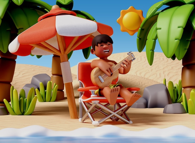 Composición del personaje del chico de la playa