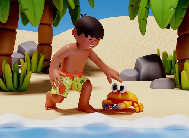Composición del personaje del chico de la playa
