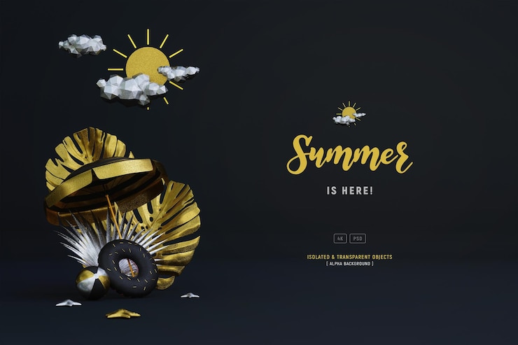 PSD gratuito composición de plantilla de fondo de verano con hojas tropicales y objetos de playa escena oscura