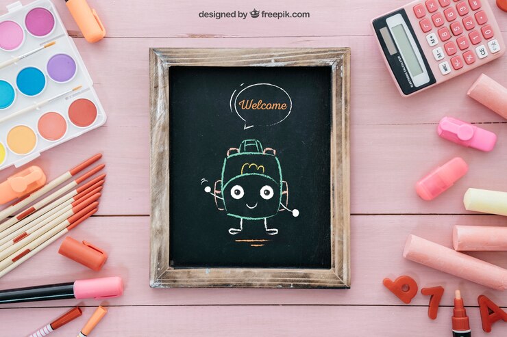 PSD gratuito composición rosa decorativa de vuelta al cole