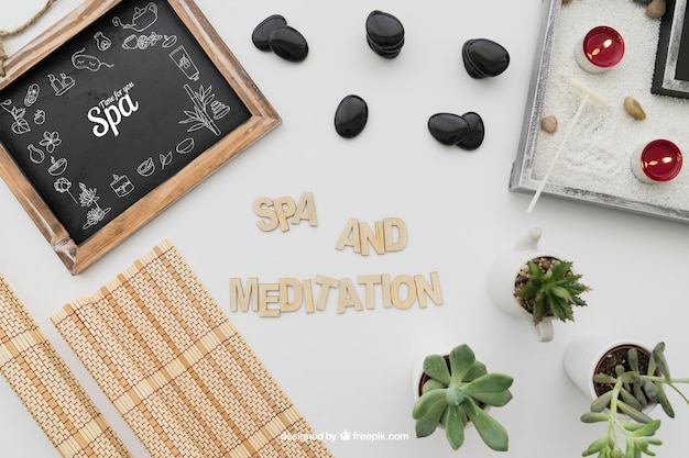 PSD gratuito composición de spa y meditación