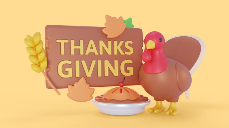 PSD gratuito composiciones de acción de gracias con pavo