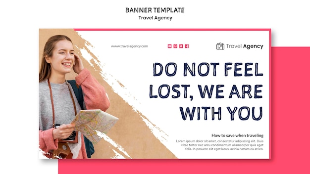 PSD gratuito concepto de banner de agencia de viajes