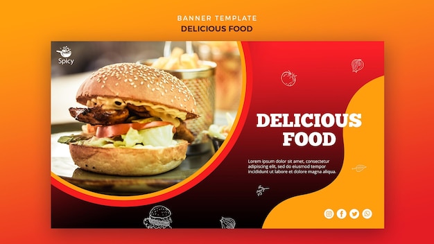 Concepto de banner de comida deliciosa
