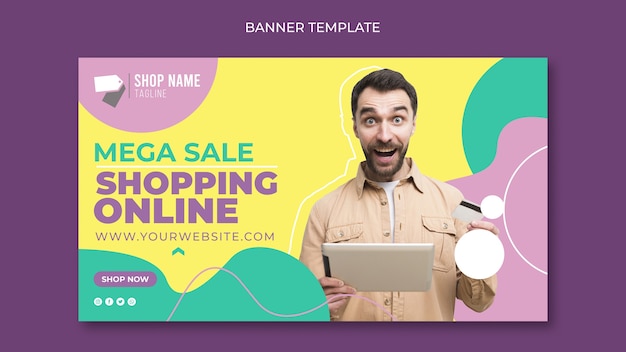 PSD gratuito concepto de banner de compras en línea