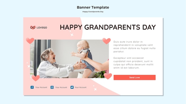 PSD gratuito concepto de banner de feliz día de los abuelos