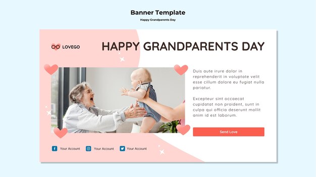 Concepto de banner de feliz día de los abuelos