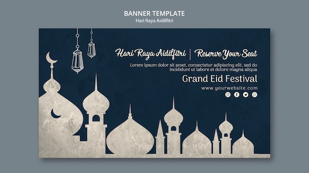 PSD gratuito concepto de banner hari raya aldilfitri