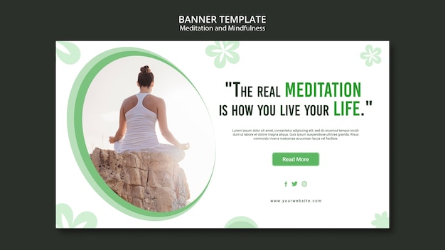 PSD gratuito concepto de banner de meditación y mindfulness