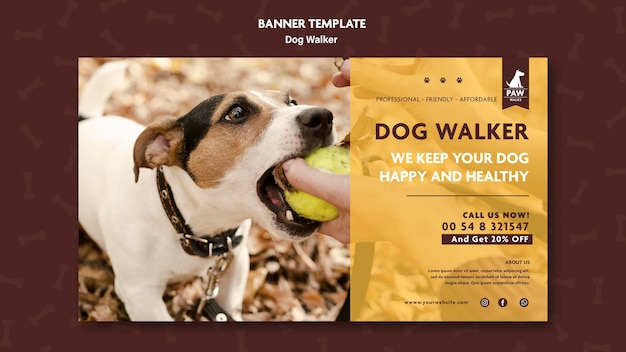 PSD gratuito concepto de banner de paseador de perros