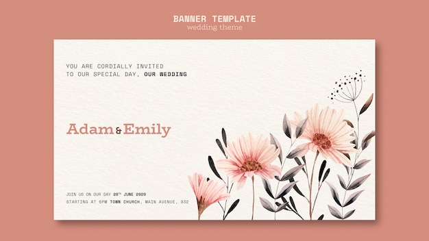 Concepto de banner para plantilla de boda