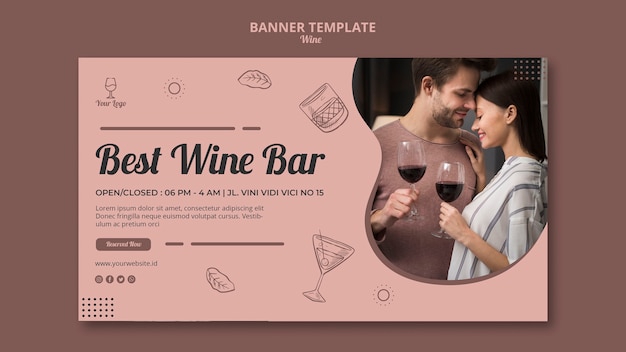 Concepto de banner de vino para plantilla