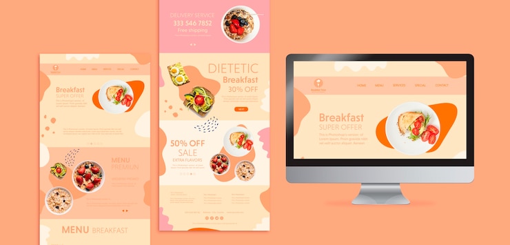 PSD gratuito concepto de brunch con desayuno dietético.
