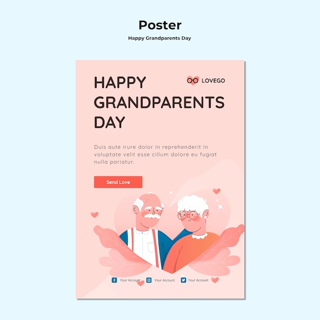 PSD gratuito concepto de cartel de feliz día de los abuelos