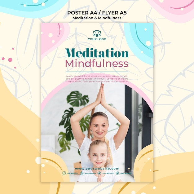 Concepto de cartel de meditación y mindfulness