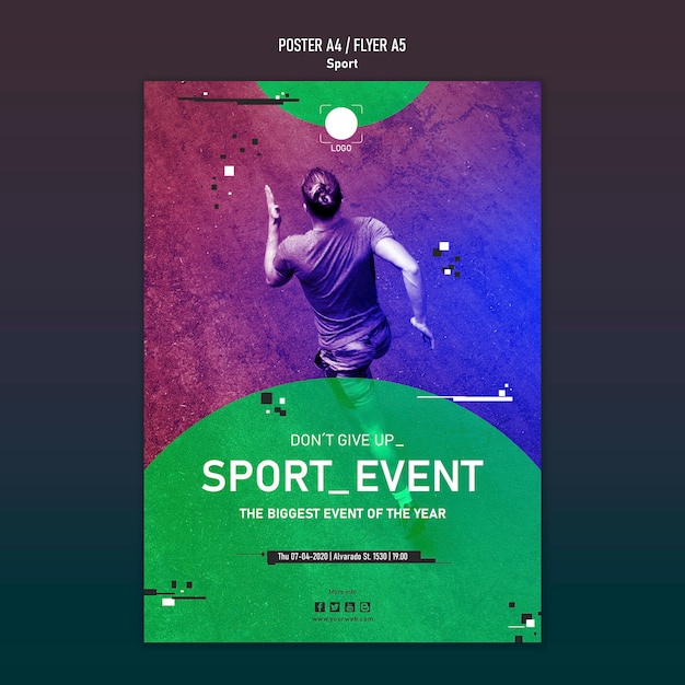 PSD gratuito concepto de cartel de plantilla deportiva