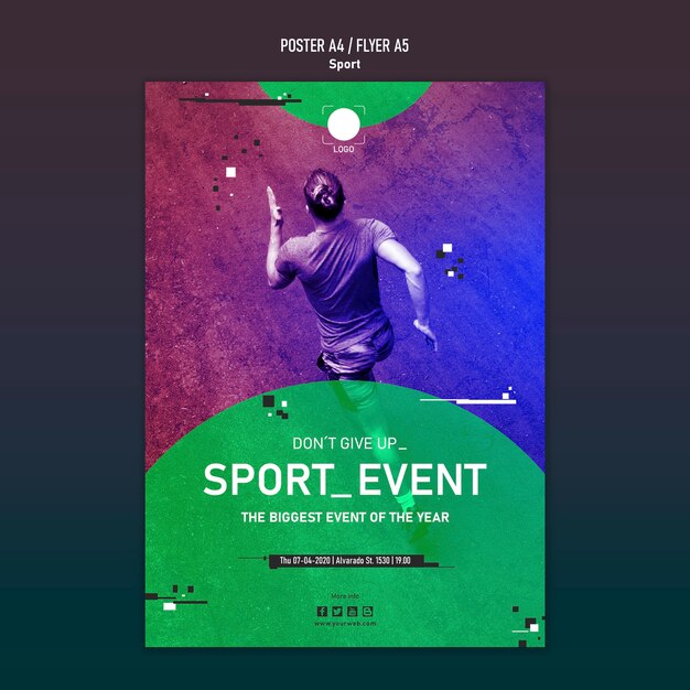 Concepto de cartel de plantilla deportiva