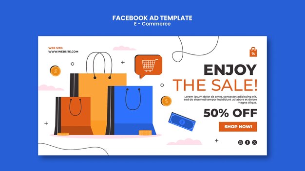 El concepto de comercio electrónico de la plantilla de Facebook.