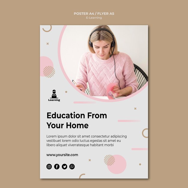 Concepto de e-learning de diseño de plantilla de volante