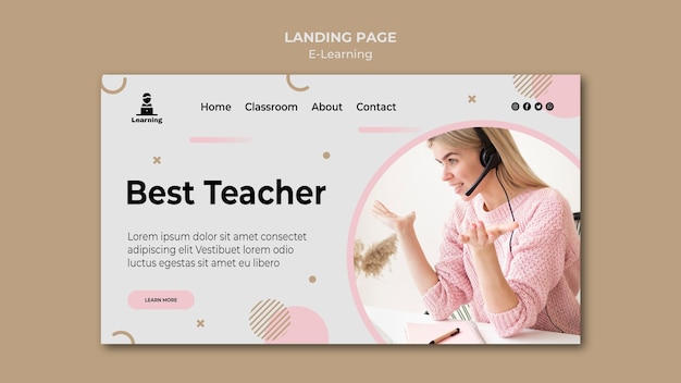 Concepto de e-learning de estilo página de aterrizaje