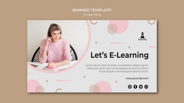 Concepto de e-learning de estilo de plantilla de banner