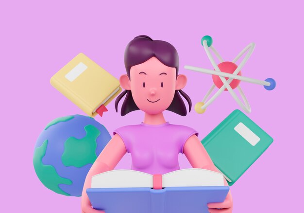 Concepto de educación con mujer estudiando