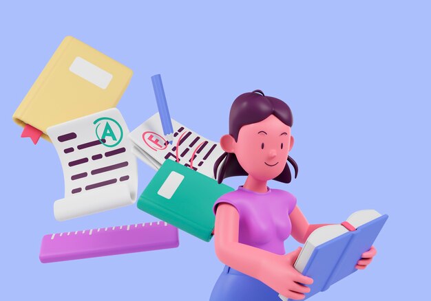 Concepto de educación con mujer leyendo