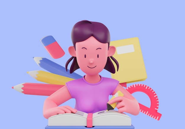 Concepto de educación con mujer leyendo