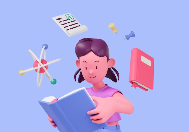Concepto de educación con mujer leyendo