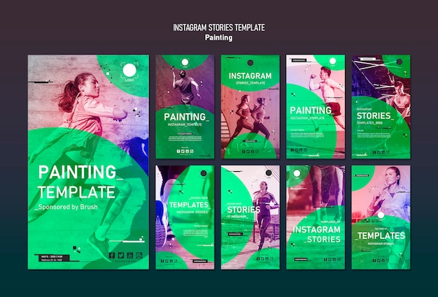 Concepto de historias de instagram de plantilla de deporte