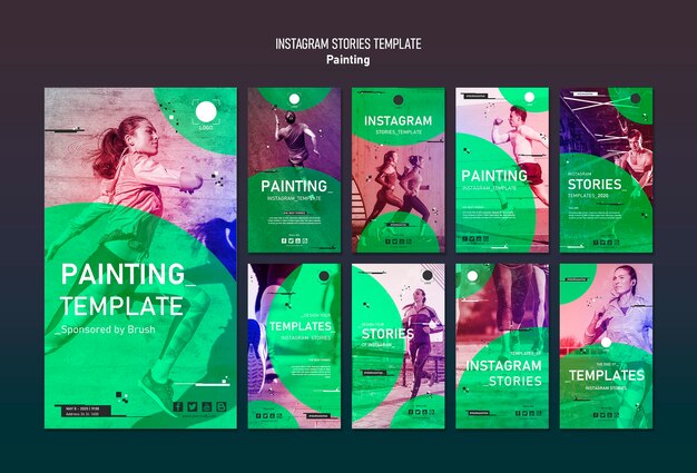 Concepto de historias de instagram de plantilla de deporte