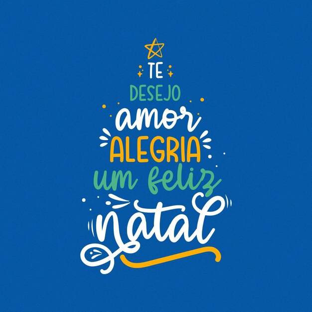 El concepto de letras de Feliz Navidad de fondo azul