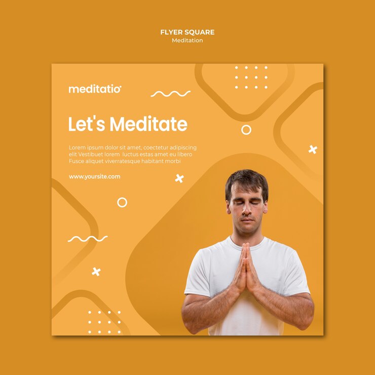 PSD gratuito concepto de meditación estilo flyer cuadrado