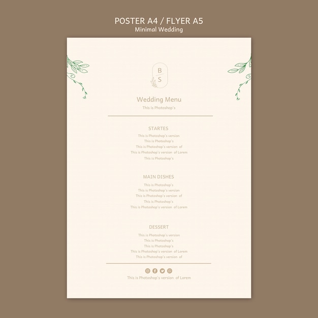 Concepto mínimo de póster de boda