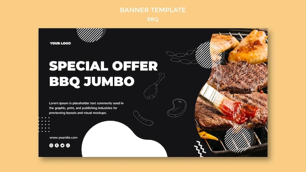 PSD gratuito concepto de plantilla de banner de barbacoa