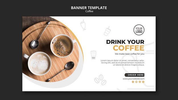 Concepto de plantilla de banner de café