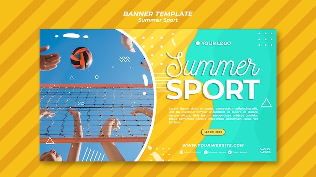 Concepto de plantilla de banner de deporte de verano