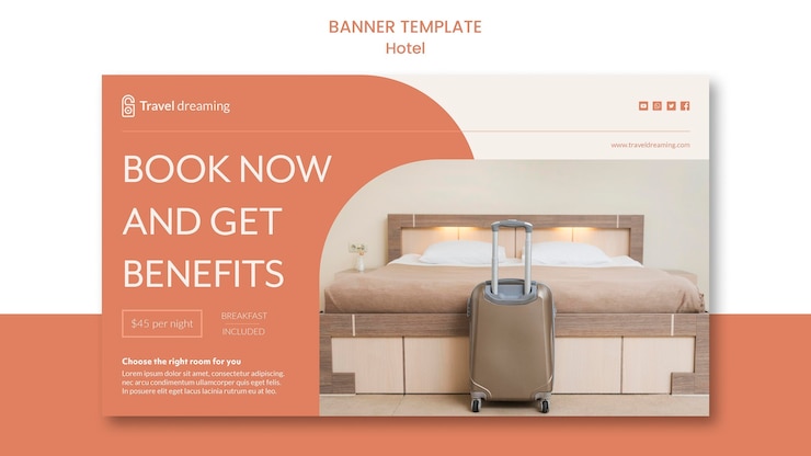PSD gratuito concepto de plantilla de banner de hotel
