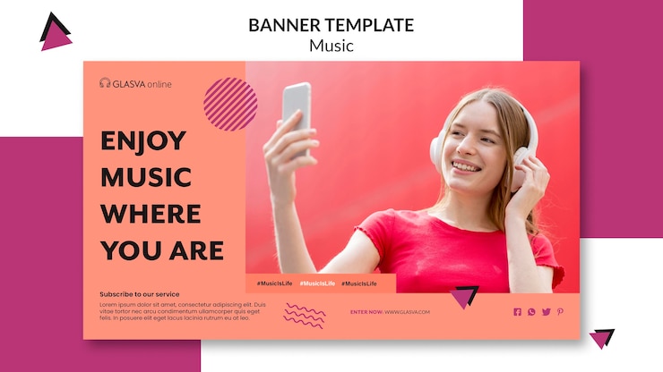 PSD gratuito concepto de plantilla de banner de música