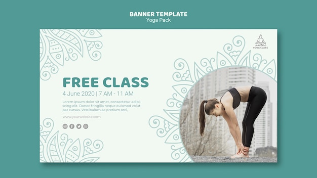 PSD gratuito concepto de plantilla de banner de paquete de yoga