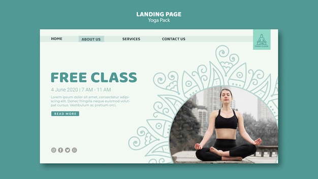 PSD gratuito concepto de plantilla de banner de paquete de yoga