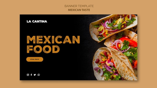 PSD gratuito concepto de plantilla de banner de restaurante mexicano