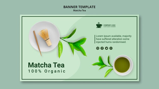 Concepto de plantilla de banner para té matcha