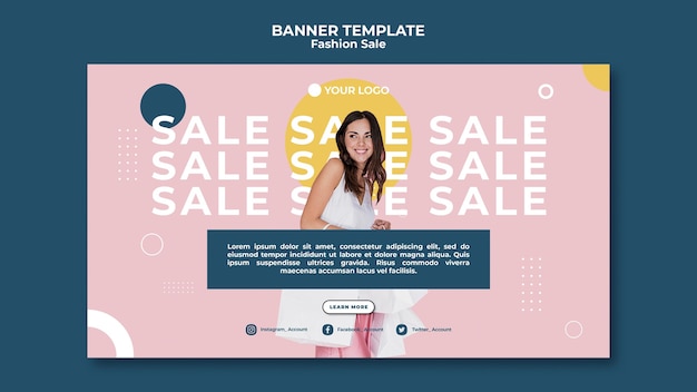 Concepto de plantilla de banner de venta de moda
